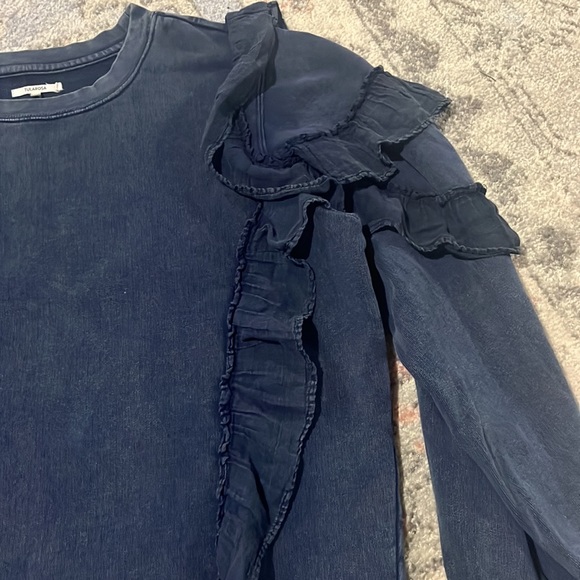 TULAROSA Cat Ruffle Sweatshirt Navy Blue - Picture 4 of 5